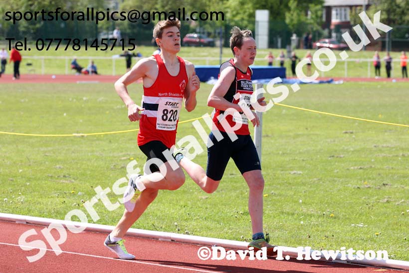 Boys under-15s 800 metres, 2019 North Eastern Track and Field Champs., Middlesbrough. Photo:  David T. Hewitson/Sports for All Pics